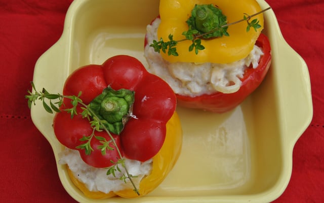 Poivrons farcis à la morue et loup