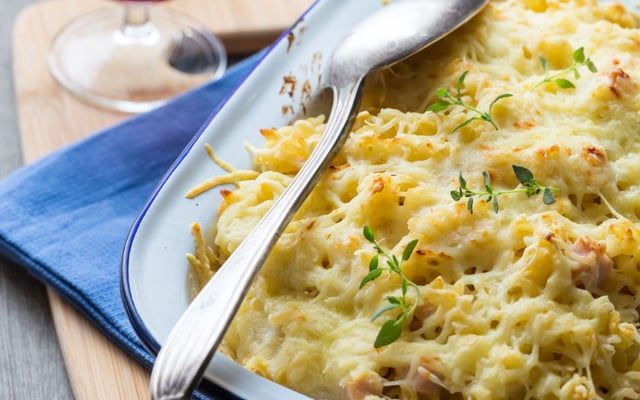 Gratin de pâtes au poulet généreux