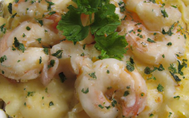 Gratin de scampi aux farfalles