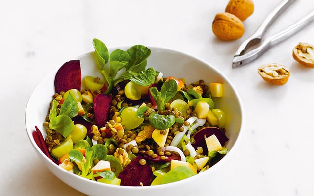 Salade de lentilles vertes façon petit salé