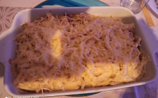 Gratin de pâtes au jambon