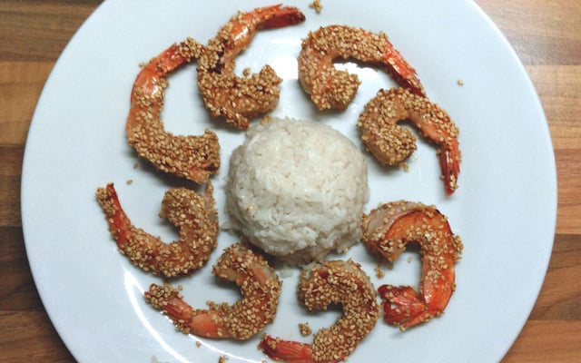 Crevettes au miel et aux sésames