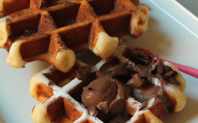 Gaufres croquantes au chocolat chaud et glacé