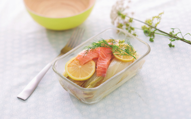 Endives braisées et saumon mariné