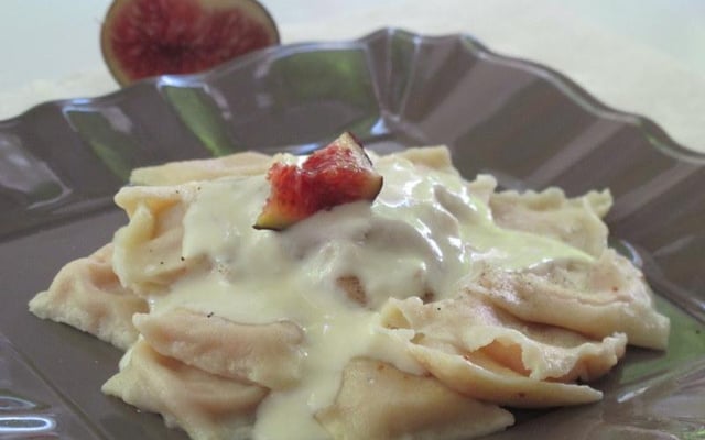 Ravioles Saint-Marcellin-figues et sa sauce au Saint-Marcellin et au miel