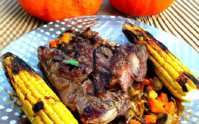 Agneau du Périgord en Barbecue Braaï, Milimil de maïs et potiron aux oignons