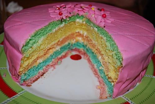 Gâteau arc-en-ciel maison