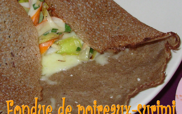 Galette à la fondue de poireaux et au surimi