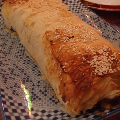 Strudel au potiron, châtaigne et poulet
