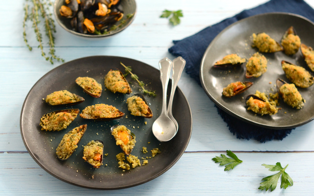 Moules gratinées à la persillade