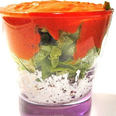 Gaspacho de tomates au chèvre