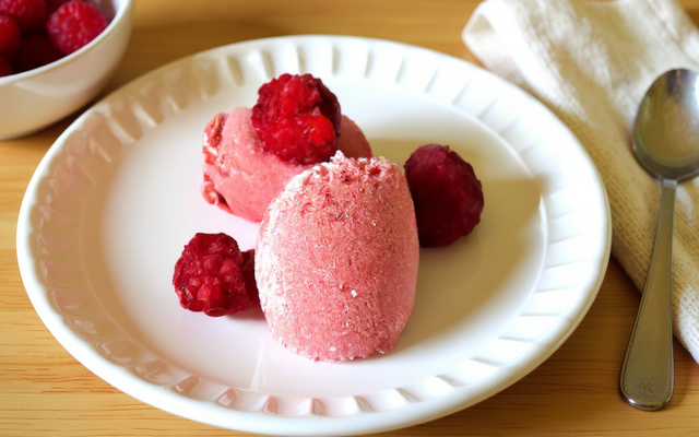 Glace onctueuse à la framboise