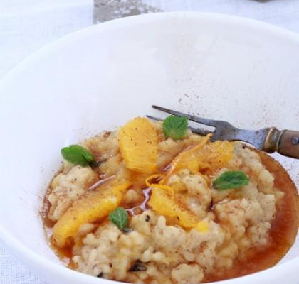 Risotto sucré parfumé aux épices Chai caramel à l'orange