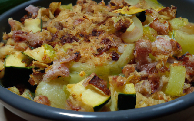 Crumble aux courgettes et aux lardons