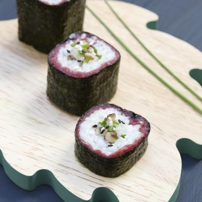 Maki carpaccio shitake ciboulette