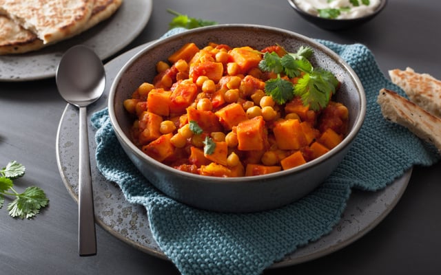 Curry de patates douces et pois chiches