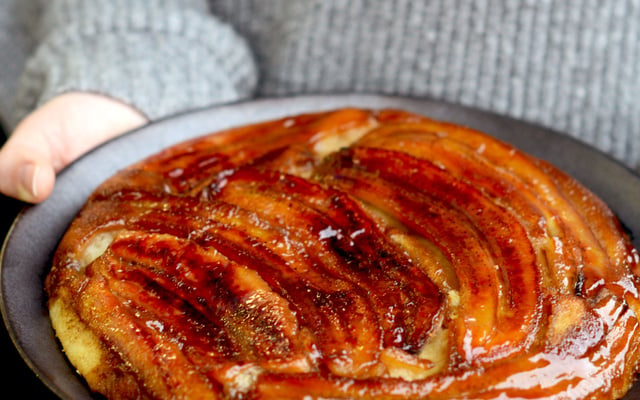 Gâteau renversé à la banane, sans four