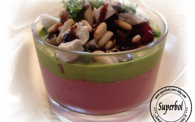 Mousse de betteraves au thon et son émulsion de persil