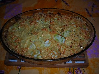 Gratin de courgettes au riz et à la farce