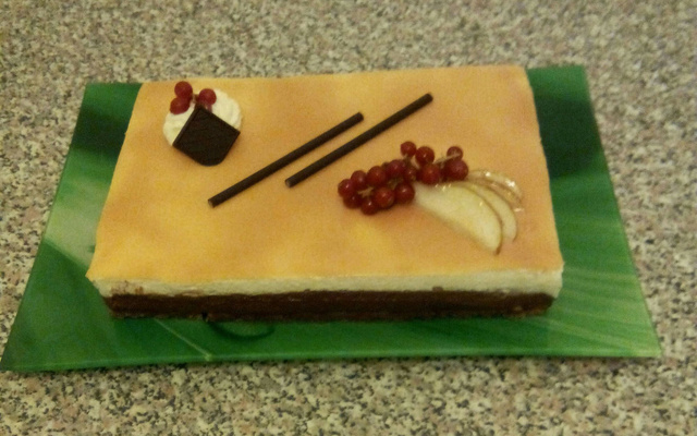 Bavarois choco-poire sur biscuit au spéculos