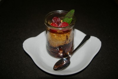 Crumble framboises / pépites de chocolat