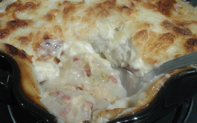 Gratin de chou chinois jambon et mozzarella