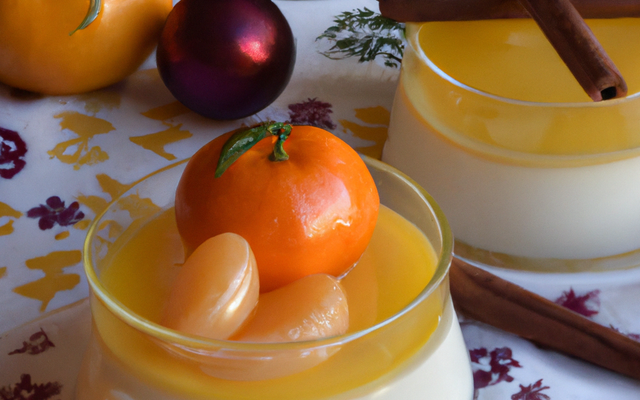 Nage de clémentines aux épices, panacotta à la vanille