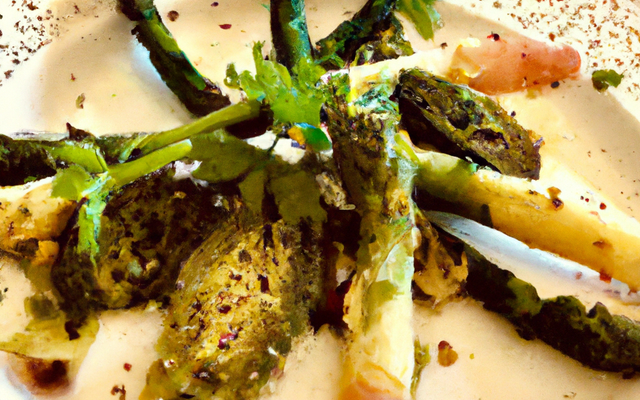 Croquant de salade d'asperges des Landes au parfum d'huile de truffe