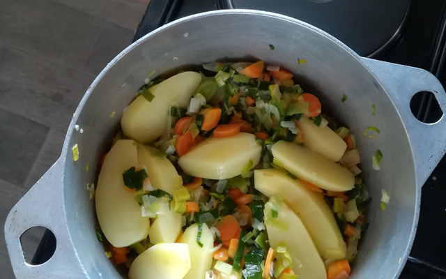 Fondue de poireaux et boulgour aux herbes
