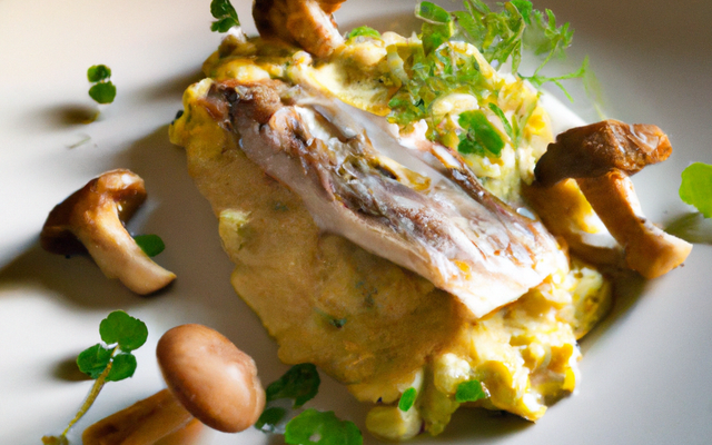 Dorade aux chanterelles, mousseline de céleri-rave au roquefort