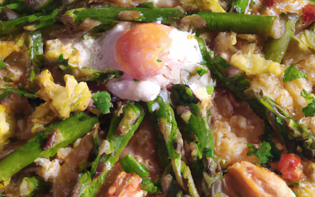 Terre-mer aux vertes asperges, façon paella