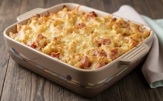 Gratin de pâtes au jambon