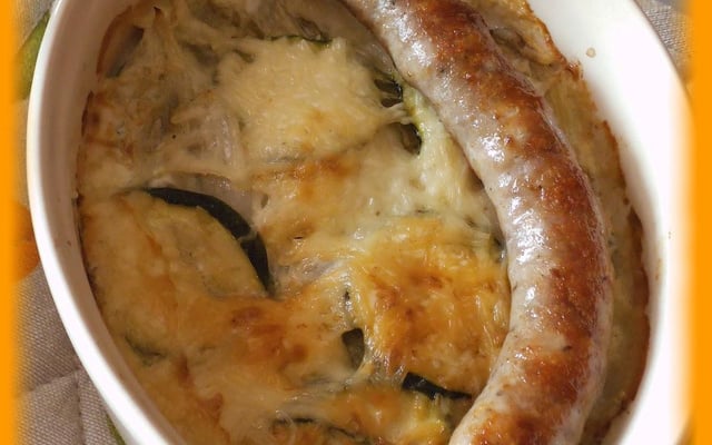 Chipolatas et son gratin endives et courgettes