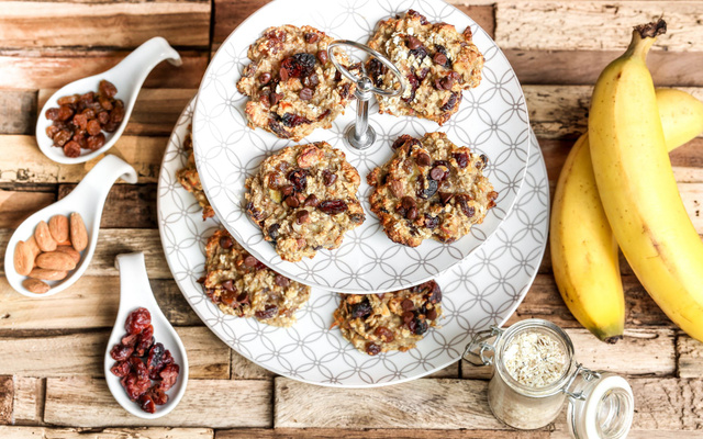 Cookies aux flocons d'avoine, bananes et cranberries