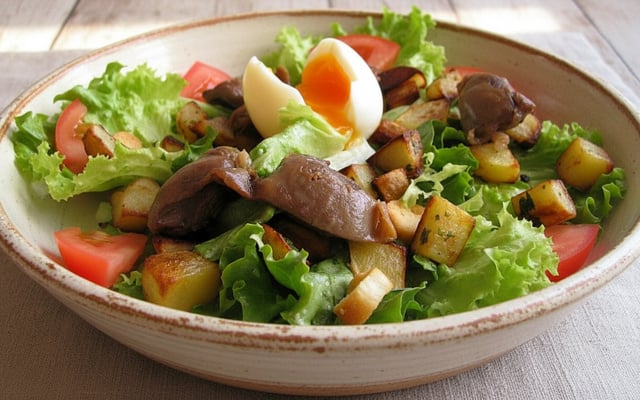 Salade gourmande aux gésiers confits et pommes sarladaises