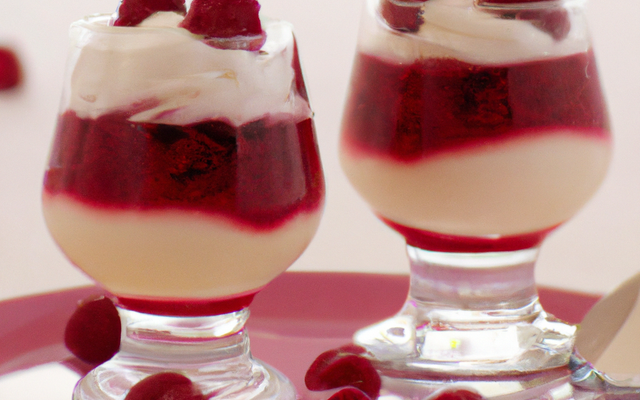 verrines de framboises et crème anglaise