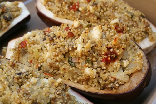 Aubergines farcies au quinoa