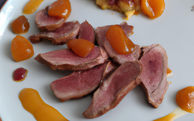 Magret de canard, sauce aux abricots