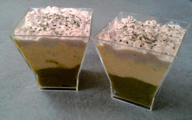 Verrine de petit pois, carrotte et  thon