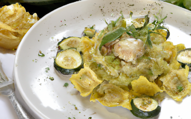 Courgette-tagliatelle au raviole du dauphiné