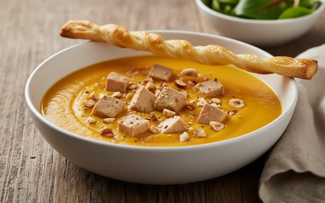 Velouté de butternut foie gras et noisettes