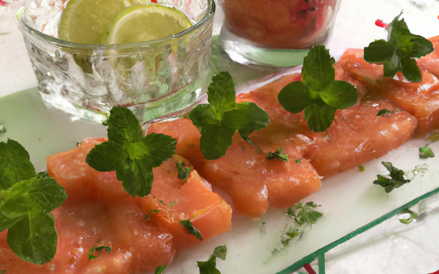 Tartare de saumon à la gelée de pamplemousse