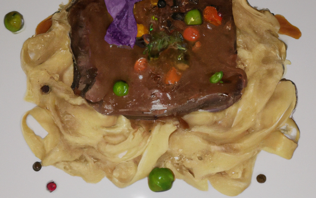 Steak haché et ça sauce aux légumes sur son lit de tagliatelle