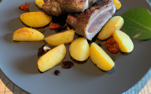 Carré d'agneau du Connemara à la sauge et pignon, pommes de terre pimentées