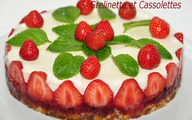 Cheese-Cake aux mara des bois, à la menthe et à la fève Tonka