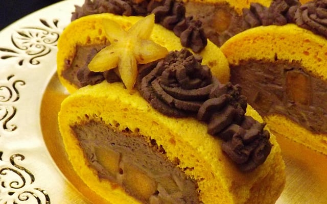 Bûche chocolat et kaki