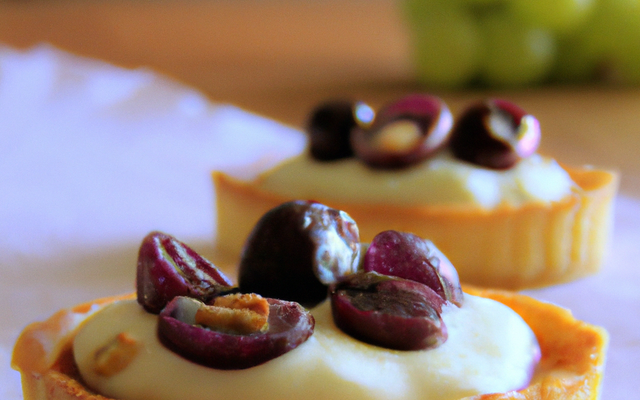 Tartelette aux raisins muscat et crème de violette