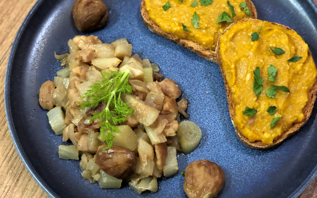 La châtaigne en 2 façons : tartinade au potimarron et poêlée au fenouil