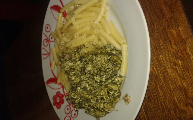 Pâtes aux épinards et œufs
