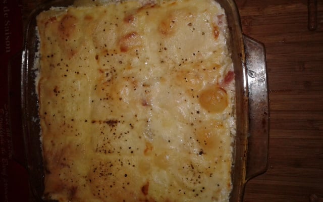 Gratin de courgettes aux lardons et fromage à raclette